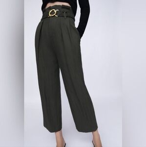 Zara High-Waisted Pleated Paperbag Pants